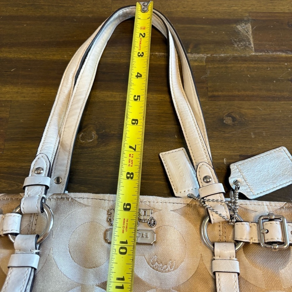 Vintage Coach Madison OP Art CC Logo Tote Shoulder Tan Signature Canvas Y2K Bag - Picture 13 of 15